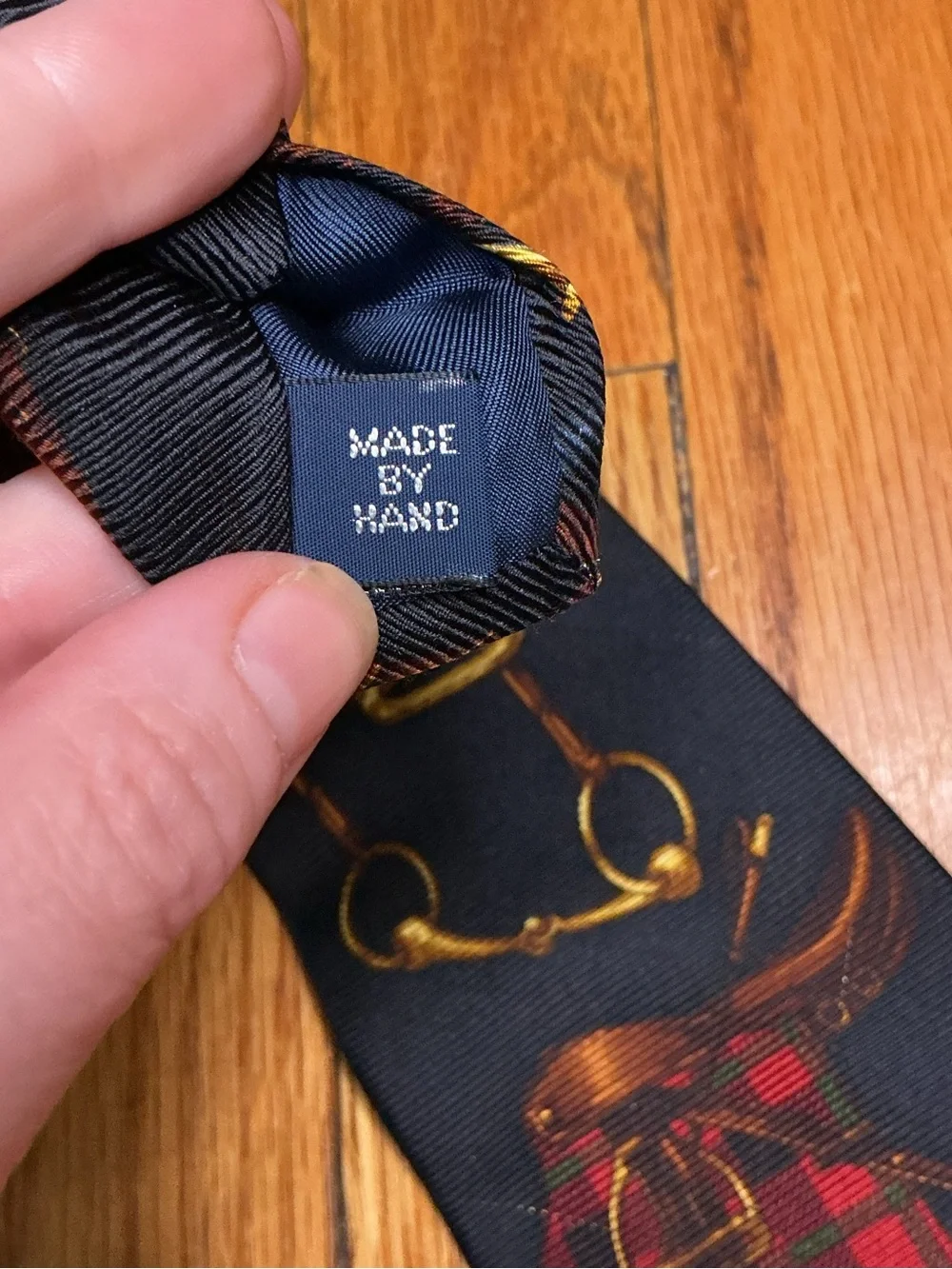 Vintage Polo by Ralph Lauren Equestrian Silk Tie Riding Saddle Horse Plaid